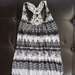 cotton patch back  floral printed tank top